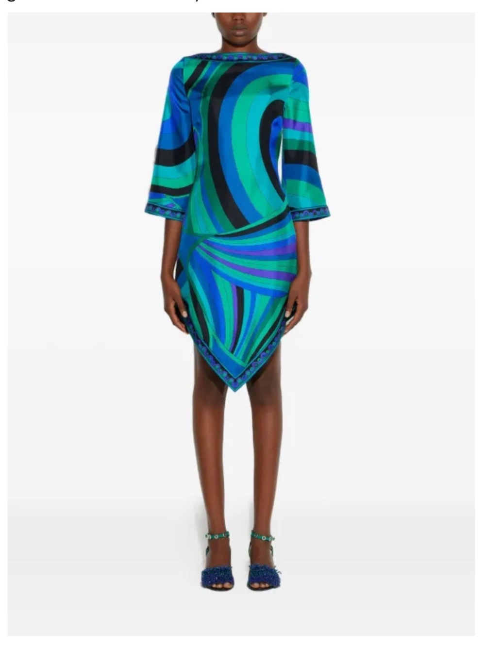 Pucci Teal & Blue Iride-Print Tunic Dress